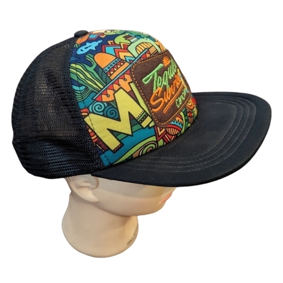 Tequila Sunrise Cancun vibrant colorful snap back mesh 6 panel baseball cap hat - Picture 2 of 8